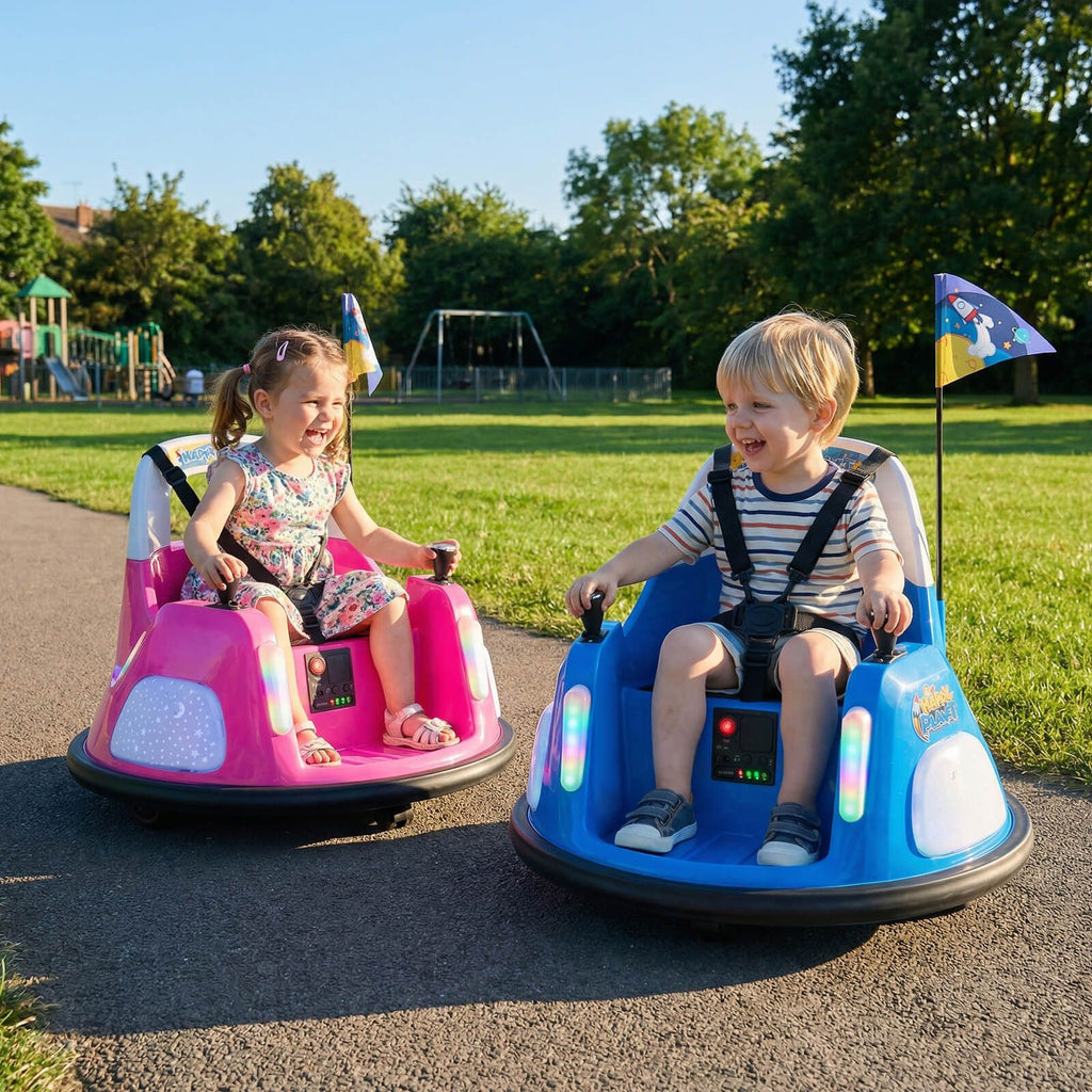 SEDOL 12V High-Performance Kids Bumper Car with 5-Point Safety Harness 360° Zero-Turn Dual Joysticks Parental Remote Control and 5-Mode LED Light Show