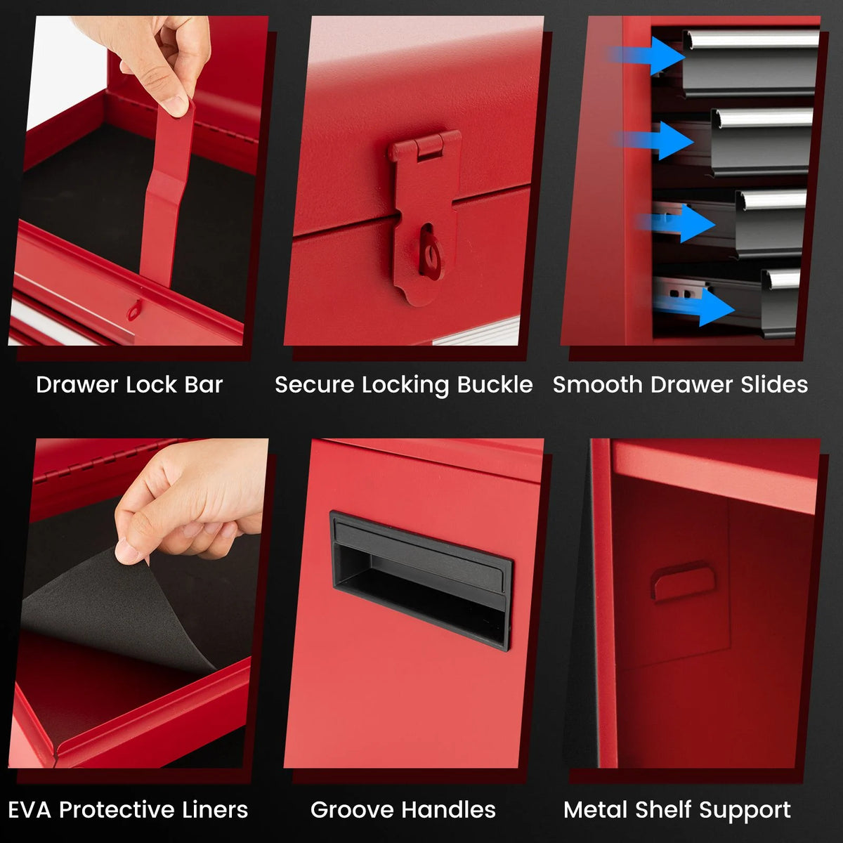High-Capacity Rolling Tool Cabinet – Lockable Wheels, Metal 2‑in‑1 Chest & Base