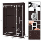 67" Portable Clothes Wardrobe – Fabric Closet with Hanging Rod (Dark Brown)
