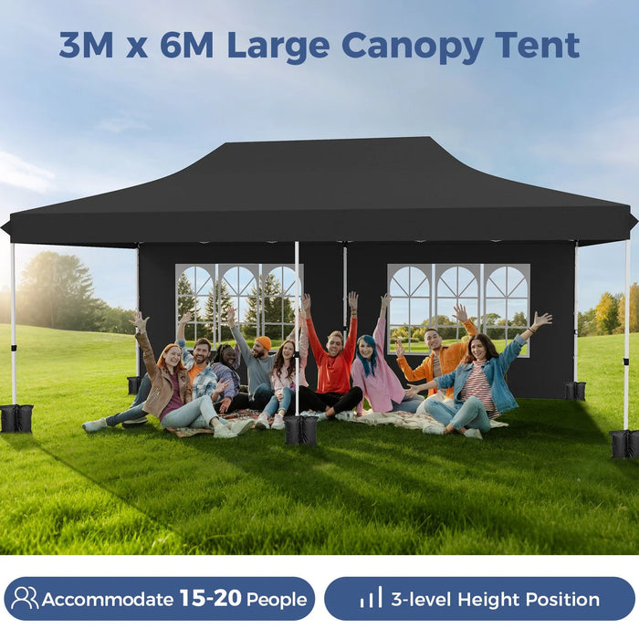 Pop-Up Canopy Gazebo Tent with 6 Removable Sidewalls & Carry Bag