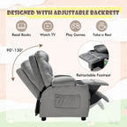 SEDOL Deluxe Larger Kids Recliner Armchair with Dual Cup Holders and Storage Pockets Premium Velvet Children’s Lounge Chair with 130° Adjustable Backrest & Pine Wood Frame