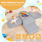 SEDOL 5-Piece Luxury Sherpa Soft Play Set | Toddler Indoor Climbing Foam Blocks with Ball Pit, Slide & Ladder | Machine-Washable Designer Sensory Gym for Active Play & Coordination