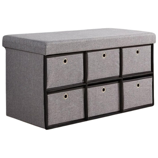 folding fabric ottoman storage box with 6 storage drawers - sedol (1)
