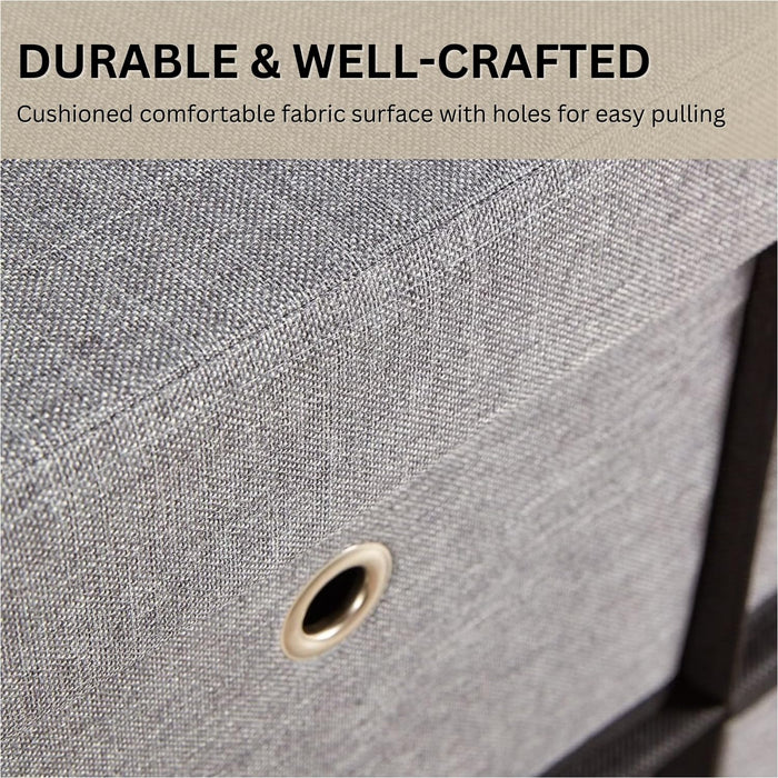 folding fabric ottoman storage box with 6 storage drawers - sedol (5)
