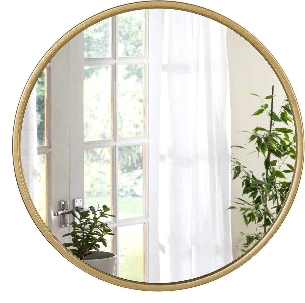 SEDOL 40cm Round Wall Mirror Black Metal Frame Circular Bathroom Vanity Mirror Small Decorative Circle for Bedroom Hallway and Living Room Modern HD Floating Glass Home Decor