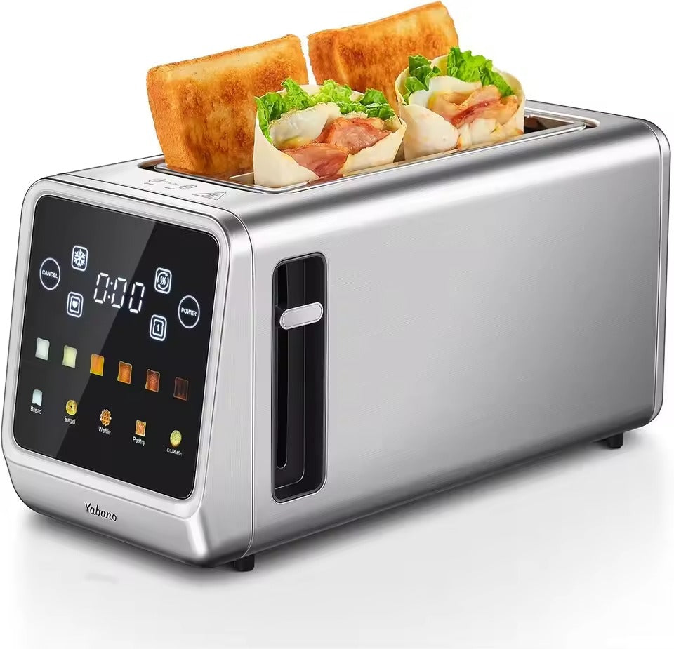 SEDOL 4 Slice Toaster 1450W Digital Smart Toaster with Extra Long Slots Large LCD Display 6 Browning Levels and 5 Bread Modes Stainless Steel Breakfast Station UK Plug