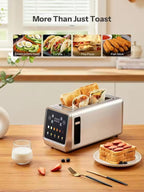 SEDOL 4 Slice Toaster 1450W Digital Smart Toaster with Extra Long Slots Large LCD Display 6 Browning Levels and 5 Bread Modes Stainless Steel Breakfast Station UK Plug