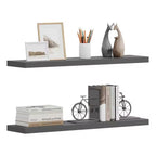 SEDOL Floating Wall Shelf Dark Grey Wooden Storage Rack for Books CD Display Floating Bookshelf for Kitchen Living Room Bedroom Wall Decor Home Office Organizer