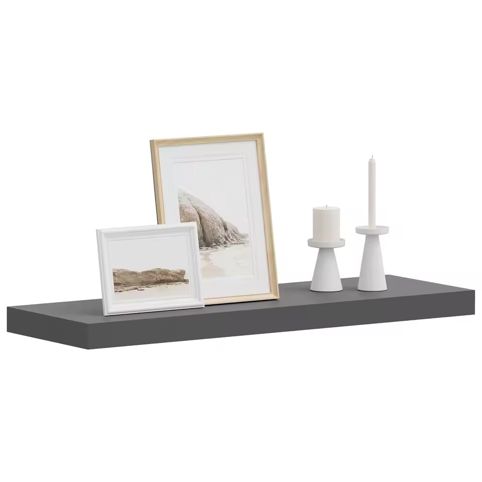SEDOL Floating Wall Shelf Dark Grey Wooden Storage Rack for Books CD Display Floating Bookshelf for Kitchen Living Room Bedroom Wall Decor Home Office Organizer