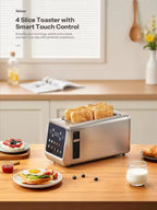 SEDOL 4 Slice Toaster 1450W Digital Smart Toaster with Extra Long Slots Large LCD Display 6 Browning Levels and 5 Bread Modes Stainless Steel Breakfast Station UK Plug