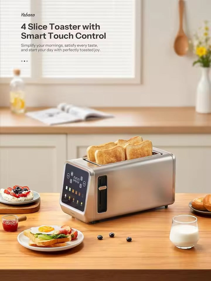 SEDOL 4 Slice Toaster 1450W Digital Smart Toaster with Extra Long Slots Large LCD Display 6 Browning Levels and 5 Bread Modes Stainless Steel Breakfast Station UK Plug