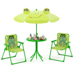 SEDOL 4-Piece Portable Kids Picnic Table & Folding Chair Set | Height-Adjustable Sun Umbrella | Heavy-Duty 75KG Capacity Chairs with Safety Locks | Weatherproof HDPE Tabletop for Beach, Park & Garden