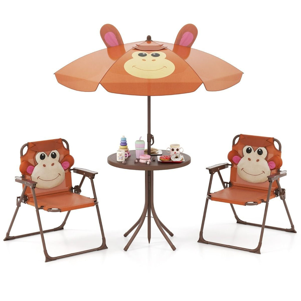 SEDOL 4-Piece Portable Kids Picnic Table & Folding Chair Set | Height-Adjustable Sun Umbrella | Heavy-Duty 75KG Capacity Chairs with Safety Locks | Weatherproof HDPE Tabletop for Beach, Park & Garden