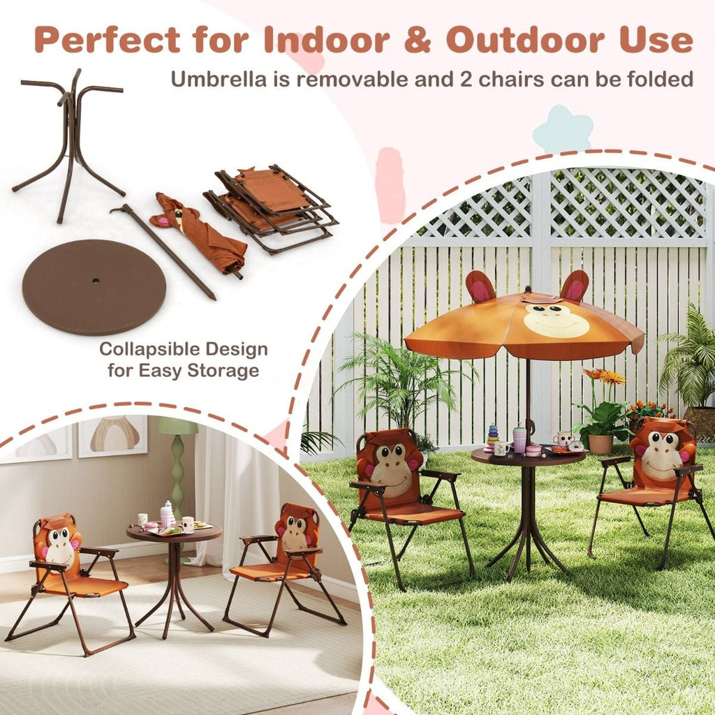 SEDOL 4-Piece Portable Kids Picnic Table & Folding Chair Set | Height-Adjustable Sun Umbrella | Heavy-Duty 75KG Capacity Chairs with Safety Locks | Weatherproof HDPE Tabletop for Beach, Park & Garden