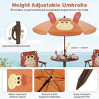 SEDOL 4-Piece Portable Kids Picnic Table & Folding Chair Set | Height-Adjustable Sun Umbrella | Heavy-Duty 75KG Capacity Chairs with Safety Locks | Weatherproof HDPE Tabletop for Beach, Park & Garden