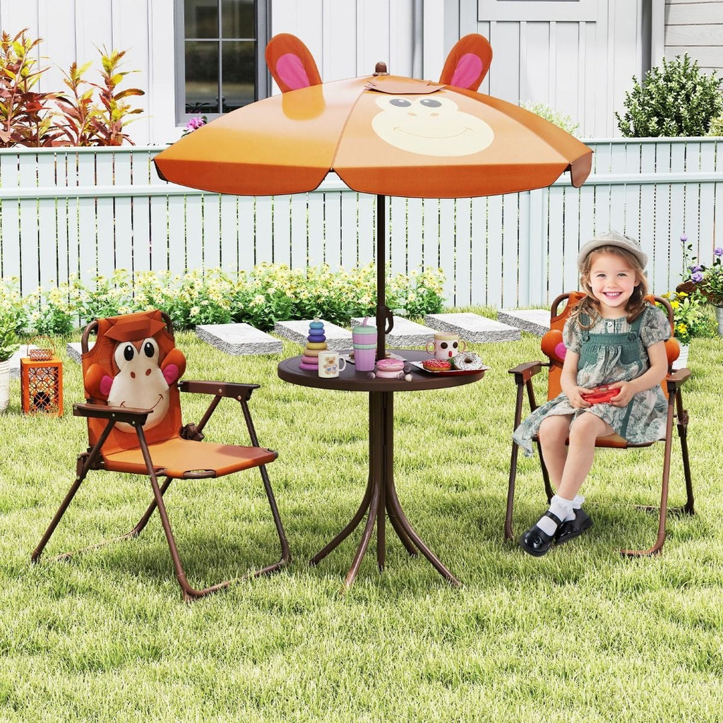 SEDOL 4-Piece Portable Kids Picnic Table & Folding Chair Set | Height-Adjustable Sun Umbrella | Heavy-Duty 75KG Capacity Chairs with Safety Locks | Weatherproof HDPE Tabletop for Beach, Park & Garden