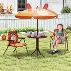 SEDOL 4-Piece Portable Kids Picnic Table & Folding Chair Set | Height-Adjustable Sun Umbrella | Heavy-Duty 75KG Capacity Chairs with Safety Locks | Weatherproof HDPE Tabletop for Beach, Park & Garden