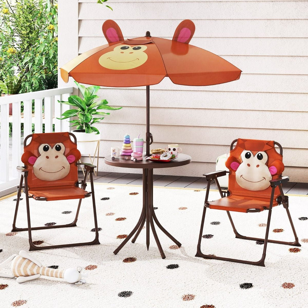 SEDOL 4-Piece Portable Kids Picnic Table & Folding Chair Set | Height-Adjustable Sun Umbrella | Heavy-Duty 75KG Capacity Chairs with Safety Locks | Weatherproof HDPE Tabletop for Beach, Park & Garden