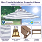 SEDOL Kids 4-Seater Garden Picnic Table Set | Solid Fir Wood Outdoor Activity Table with 3-Height Adjustable Umbrella | 2 Padded Bench Cushions | 150KG Heavy-Duty Bench Capacity