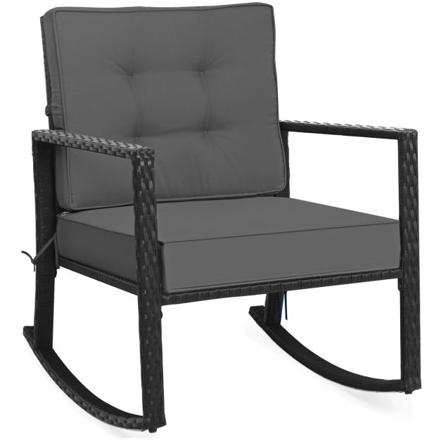 SEDOL Heavy-Duty Outdoor Wicker Rocking Chair | All-Weather PE Rattan Patio Armchair with 13cm Ultra-Thick Cushions | 180KG Capacity Rust-Resistant Frame | Removable Waterproof Covers