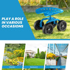Rolling Garden Work Seat – Height Adjustable 360° Swivel Chair with Wheels & Tool Tray