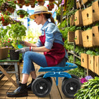 Rolling Garden Work Seat – Height Adjustable 360° Swivel Chair with Wheels & Tool Tray
