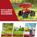 Rolling Garden Work Seat – Height Adjustable 360° Swivel Chair with Wheels & Tool Tray