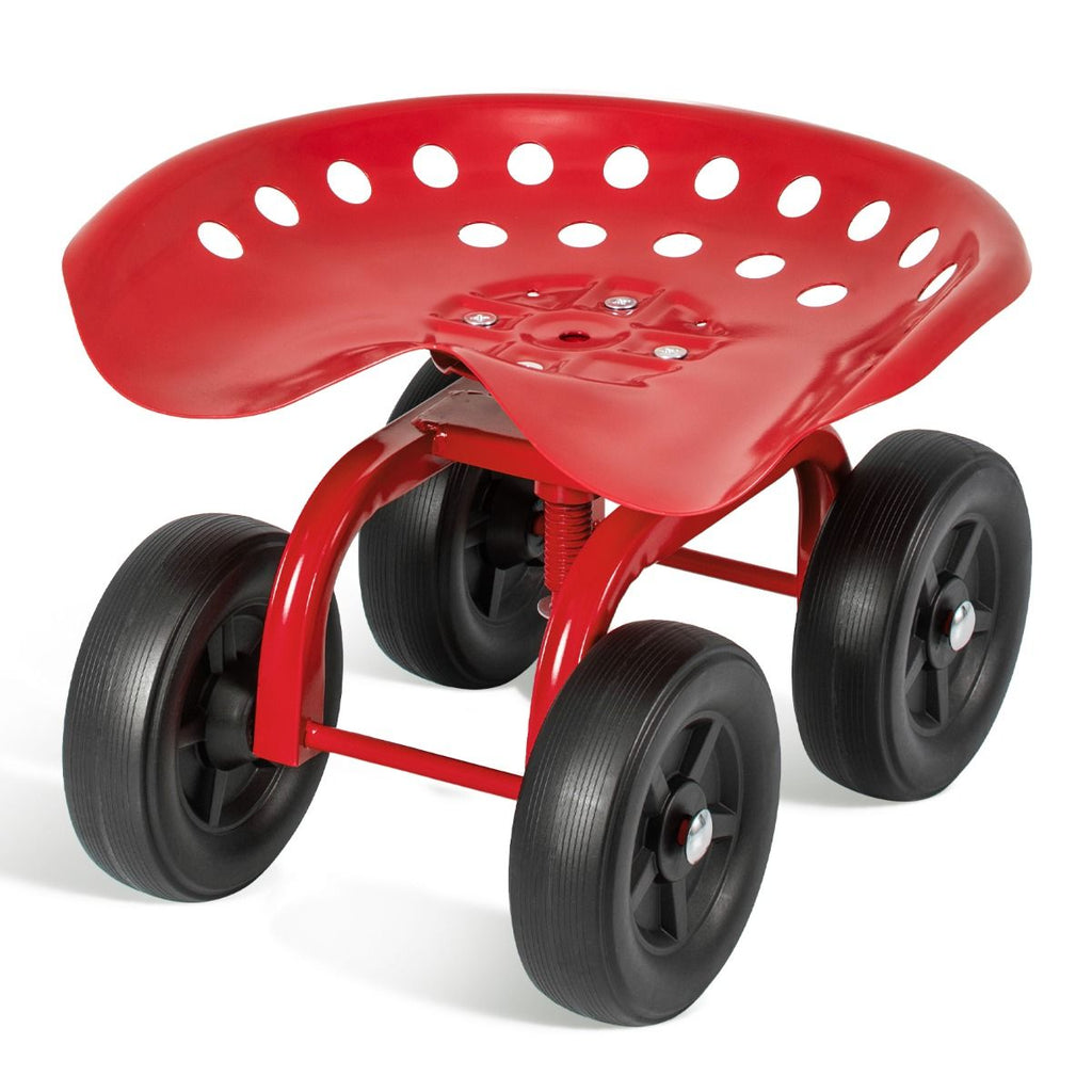 Rolling Garden Work Seat – Height Adjustable 360° Swivel Chair with Wheels & Tool Tray