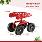Rolling Garden Work Seat – Height Adjustable 360° Swivel Chair with Wheels & Tool Tray