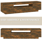 TV Stand Cabinet - 160x35x40cm Multimedia Cabinet with RGB LED Light