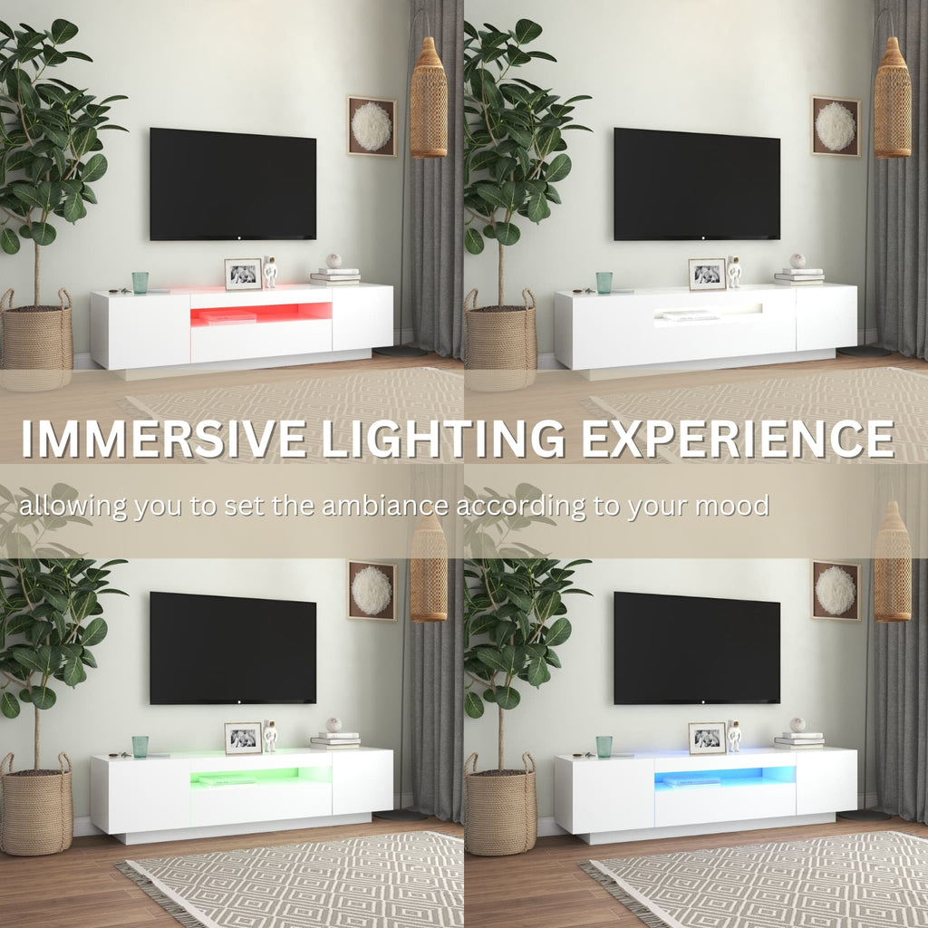 TV Stand Cabinet - 160x35x40cm Multimedia Cabinet with RGB LED Light