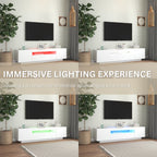 TV Stand Cabinet - 160x35x40cm Multimedia Cabinet with RGB LED Light