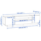 TV Stand Cabinet - 160x35x40cm Multimedia Cabinet with RGB LED Light
