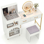 SEDOL Professional Vanity Desk with 360° LED Mirror Charging Station and Glass Top
