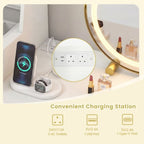 SEDOL Professional Vanity Desk with 360° LED Mirror Charging Station and Glass Top