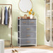 Vertical Dresser Storage Tower with Wooden Top and 5 Drawers