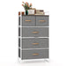 Vertical Dresser Storage Tower with Wooden Top and 5 Drawers