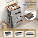 Vertical Dresser Storage Tower with Wooden Top and 5 Drawers